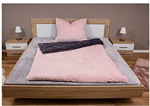 heimtexland Teddy Flanell Wende Bettwäsche Set I Winter Bettbezug I kuschelig weich und warm I Kopfkissen 80x80 I Bettdecke 135x200 I Cashmere Touch Geschenkidee Weihnachten Typ751 Rosa