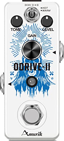 Amuzik Guitar Effect Pedal Vintage Overdrive Analog Pedals 2 Modes HOT and WARM Pedals for Electric Guitar True Bypass