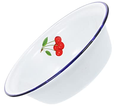 Enamelware Teller Retro Emaille- Schüssel Küche Vintage Emaille- Topf Servierplatte Jahrgang Salat Obstsuppe Chinesische Dekor- Schale Serviert