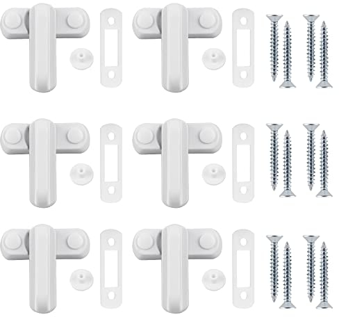 CPROSP 6 Sash Jammer Serrature e Chiavistelli, Fusibili per Finestre in Lega di Alluminio con 12 Viti, per la Sicurezza dei Bambini, Sicurezza di Famiglia, Bianco
