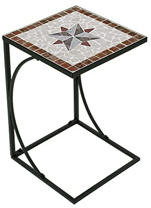 Lomadox Beistelltisch Gartentisch Balkontisch Tisch mit Mosaik in braun/grau/rot/beige