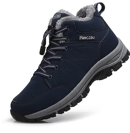 ZHNSHM Mens Winter Boots Casual Lightweight Waterproof Snow Boots Anti-Slip Fur Lined Trekking Backpacking Hiking Boots