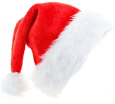 Weihnachtsmannmütze Rot Flauschige Weihnachtsmütze Unisex Samt Komfort Xmas Hut Extra Dicke Klassisches Fell für Erwachsene Weihnachten Neujahr Festliche Urlaub Party Supplies