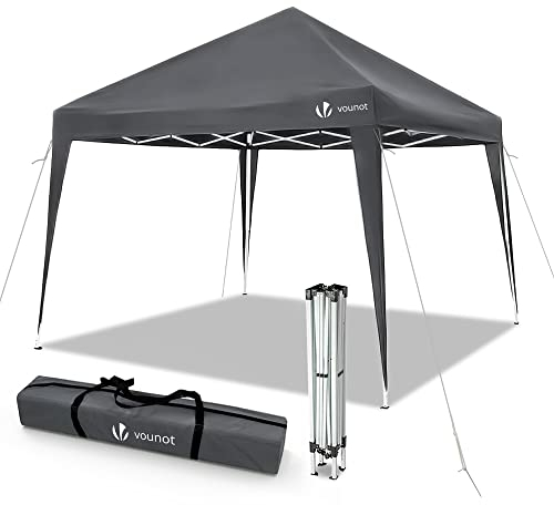 VOUNOT® Gazebo 3x3m Pieghevole, Gazebo da Giardino Tenda Padiglione Pop up con 4 Sacchi di Sabbia di Peso e Sacca di Trasporto, Grigio