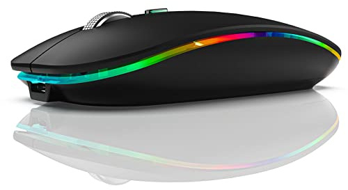 Fonicer Dual Mode Jiggler Mouse for Laptop&Phone - LED Rechargeable Computer Mice Mover with Undetectable Random Movement and On/Off Button - Black