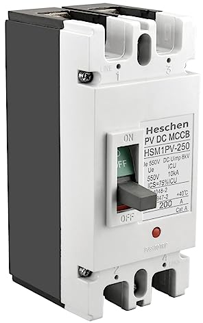 Heschen DC Molded Case Circuit Breaker MCCB, HSM1PV-250, 2 Poles, DC550V 200A, Photovoltaic Circuit Breaker, for Solar PV System Solar Panels Grid System