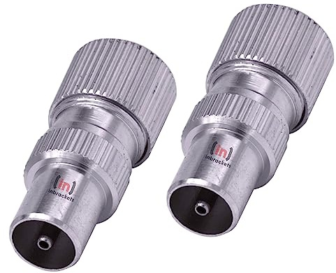 Inbrackets Male Coaxial TV Aerial Connector Plugs for RF Cable/Freeview - Durable Metal Construction - Pack of 2