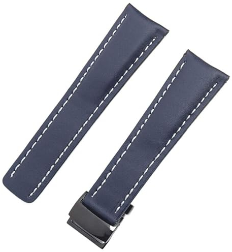 BONOOL 22mm 24mm echtes Leder schwarz braun Armband für Breitling Herrenuhr Armband Faltschließe