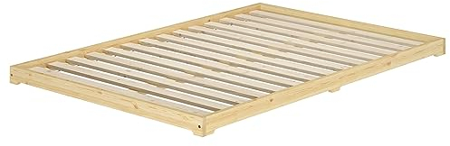 Erst-Holz Futonbett Bodenbett extra niedriges Holzett 140x200 Kiefer lackiert Zubehör wählbar V-60.47K-14, Ausstattung:Rollrost inkl.