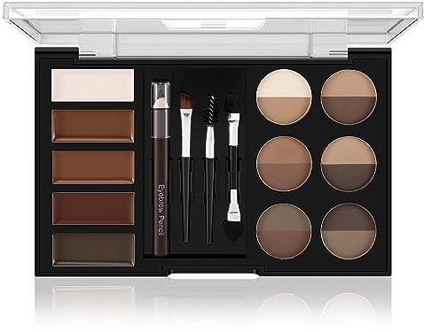 Apooliy Eyebrow Powder Palette Set - 12 Colors, 5 Mascaras, 4 Stencils, Brush & Pencil, Volumizing Gel for Natural Brows