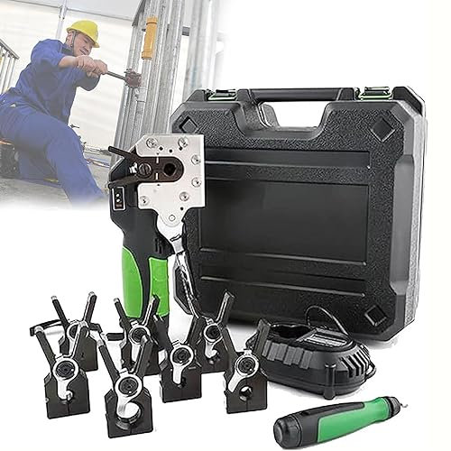 Kit Svasatore Elettrico, Svasatore Tubo Cordless da 1/4-3/4, Metrico E Pollici 2 in 1, Svasatore Tubo Eccentrico a 45°, per Tubi in Rame Morbido/Alluminio/Ottone,8Collets