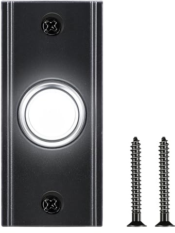 Dreyoo Lighted Metal Doorbell Push Button, Vintage Doorbell Push LED Buttons Replacement Most Chimes, Wall Mounted Door Bell Buttons Use in Home, Garage Door Opener Switch Property in Copyright(Black)