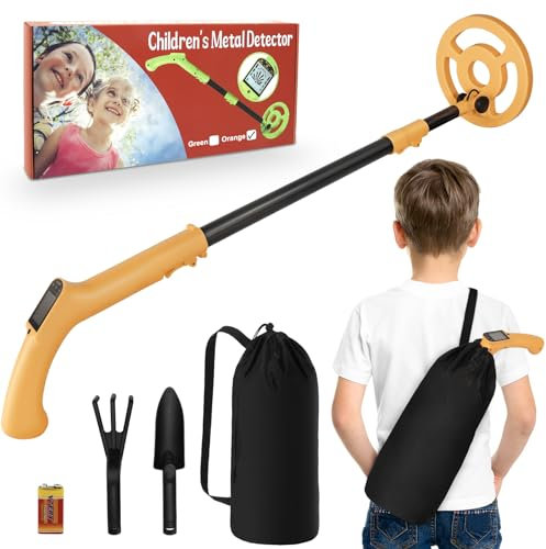 Metal Detector Kids, iTayga Adjustable Kids Metal Detector(24-35), High Accuracy Coil Professional Waterproof Foldable Metal Detector, Very Lightweight(Only 0.88 Pouds) for Junior, Orange
