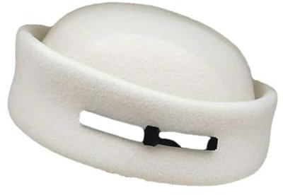 Dvbfufv Fedora-Hut aus Wollfilz, für Damen, Pillbox-Hut, französische Baskenmütze, Hochzeit, Fascinator, Kirche, Derby, Cocktailhüte, weiß, Einheitsgröße