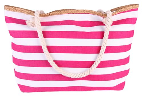 FAVORTALK Strandtasche für Damen, mit Reißverschluss, Sommer-Tragetaschen mit Taschen, Segeltuch, Einkaufs-Schultertaschen, B25806, 54x13.5x33cm/21x5x13inches