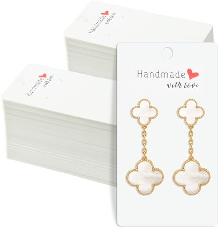 200 Stück Ohrring Display Karten, Ohrring Schmuck Display Karte, Ohrring Verpackung Ohrring Ständer aus Kraftpapier für DIY Ohrringe, Ohrringe und Schmuckdisplay - 5x9cm (Weiß)