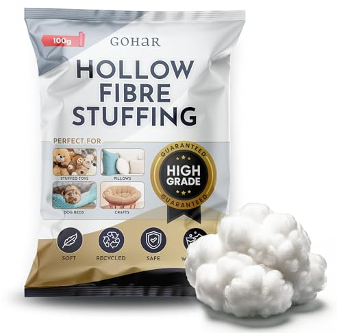 GOHAR High Grade - 100 Gram Hollow Fibre Stuffing/Filling/Fill Toys, Pillows, Cushion Covers