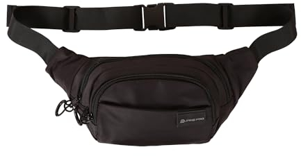 Alpine PRO WILHE Schwarz Bauchtasche, Gürteltasche, Sportliche Hüfttasche, Outdoor Bag, Robuste Wandern Rucksack, Reißverschlusstasche, Verstellbarer Riemen