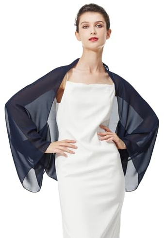BEAUTELICATE Chiffon Schal Stola Damen Festlich Elegante Schultertuch Bolero Shrug mit Ärmel für Abendkleider Brautkleider Sommer Hochzeit