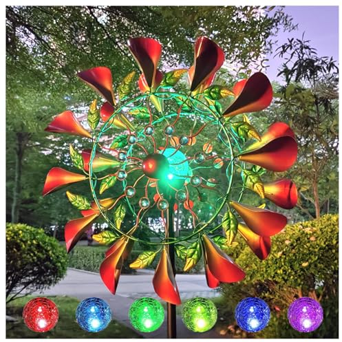 Solar Garten WindmüHle 210cm Groß Windrad Garten Metall Groß XXL Wetterfestes Gartendeko