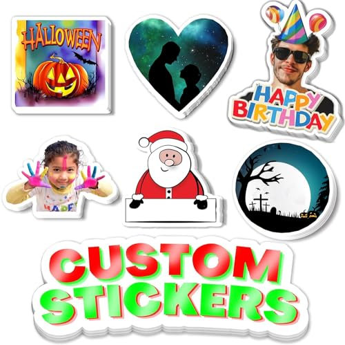 Personalisierte Aufkleber, Aufkleber Selbst Gestalten, Sticker Erstellen, Sticker Personalisiert mit Text & Bild für Geschäftslogo, Happy Birthday Etikett für Sekt- & Weinflaschen, Geburtstags-Geschen