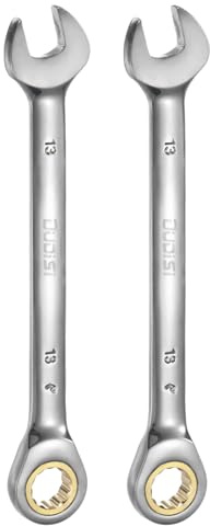 sourcing map 2 llaves combinadas de trinquete métricas, 13 mm, 12 puntos y 72 dientes CR-V, herramienta para reparación mecánica