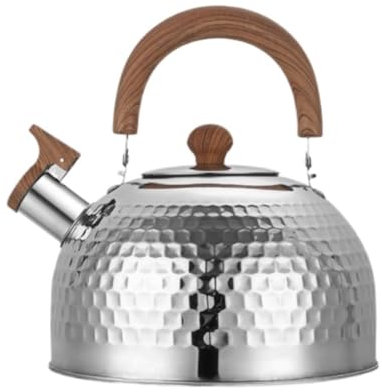 ASHSDI Bouilloire Gaz, Bouilloire À Thé Sifflante sur La Cuisinière, Bouilloire À Thé Rétro en Acier Inoxydable, Théière À Sifflement Rouge avec Poignée Ergonomique Bouilloire Vintage(4L)