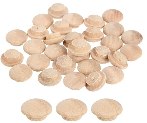 QUARKZMAN 80Pcs Bouchons à Bouton en Bois, 10mm/0,39 Bouchon de Trou de Vis en Bois Dur, Capuchons en Bois de Dôme, Bouchon en Bois pour Meubles, Travail du Bois, Artisanat (15mm x 10mm)