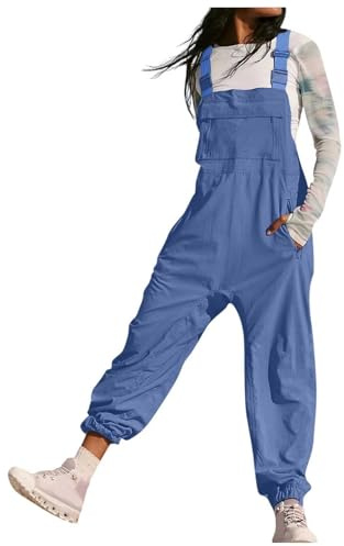 Overall Ärmelloser Latzhosen Schwarz Damen, Arbeitslatzhose Lose |Elegant Oversize Jumpsuit mit Große Taschen und Träger Schlupfhose Frauen Baggy Hosen Mädchen