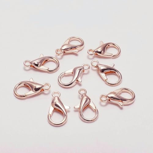 50 Stück großer Karabinerverschluss, Perlenzubehör, Halskette, Armbandverschluss, Schnallenkopf, DIY-Schmuckzubehör, Schlüsselanhänger, Roségold, 12 x 6 mm