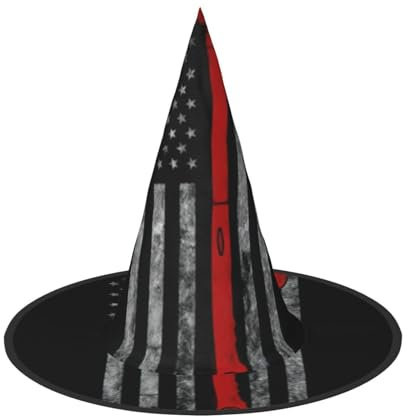 Yiyilong Hacha de bombero, bandera de línea roja, decoración de sombrero de bruja de Halloween para fiesta de Halloween, suministros de cosplay.