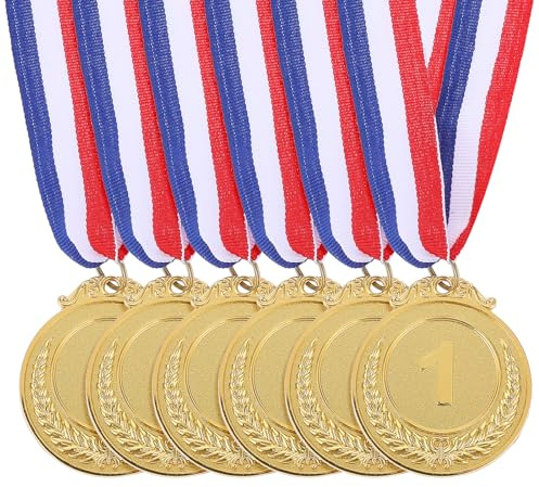 salbsever 6 medaglie d'oro per premi per adulti, 1 ° posto, medaglie in metallo per vincitori, medaglie in metallo con nastro per collo, medaglie per adulti, sport, feste, tornei, premi, competizioni,