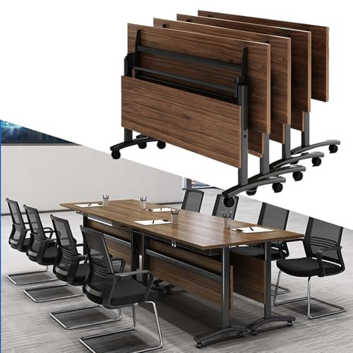 Konferenztisch, 4er-Pack Konferenztisch Kommerzieller Klapptisch, Mobiler Schulungstisch im Business-Stil mit Klappplatte, Rollbarer Seminar-Besprechungstisch mit Lenkrollen, Sitzungssaaltis
