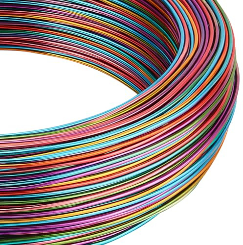 BENECREAT Aluminiumtråd, 18 Gauge (1 mm) 93,6 m, flerfärgad aluminiumtråd, gradient färg, smycken, hantverkstråd med böjbar tråd med förvaringslåda för smycken, pärlor, hantverk, projekt, blågrön,