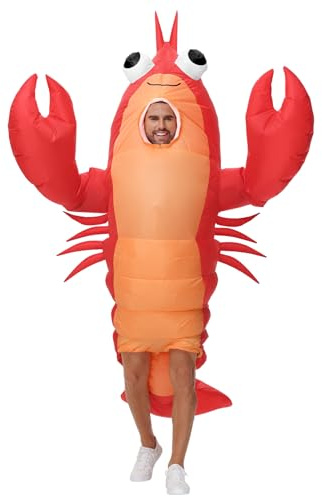Inflatable Lobster Costume for Adult, Inflatable Blow up Costumes Lobster Halloween Costumes Men Women Funny Fancy Dress Party (Adult)