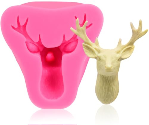 Garneck Silikonform Weihnachts Elch Kopf Kuchenform Fondant Gießform Für DIY Backen Zufällige Farbe Ideal Für Schokolade Seife Und Kreative Küchenprojekte