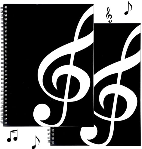 gisgfim 2 Pack Music Notebook Blank Sheets Songwriting Paper Manuscript Books Writing Composition Staff Accessories Gift for Friends 10 Staves 100 Pages/Clef Notebooks