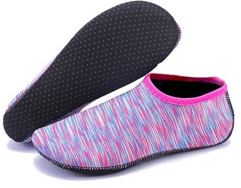 Quick-Dry Unisex Water Shoes for Mens Womens - Lightweight Aqua Socks with Anti-Slip Sole, Breathable Snorkeling Socks for Swimming, Surfing, Beach Walking for Adults(Camo Purple,7/8.5 UK)