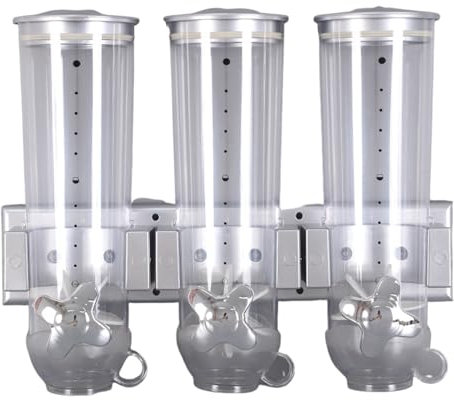 Dispensateur de nourriture à sec - Stockage de bonbons triple canister, distributeur d'accès facile | Stockage des aliments polyvalents, organisateur d'espace pour les bonbons, les céréales, les grain