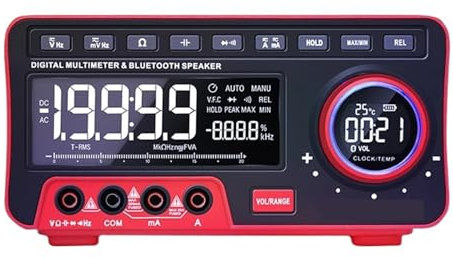 YQVEOT Multimètre Numérique Portable, Multimètre numérique Professionnel de Table 19999 Points, testeur de Transistor, voltmètre à Plage Automatique, calibrateur Multifonction Courant CC, Résistance