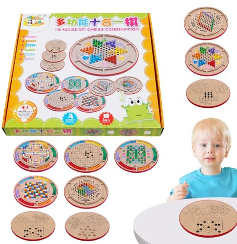 Checkers and Chess Board Game, Chess Board Game Set | Multifunctional 10 in 1 Board Game - Light Play Family Groups Home Travel Parties