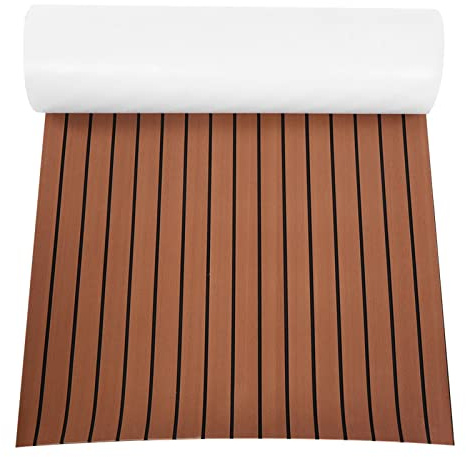 Luqeeg EVA-Teakholz-Terrassendielen, Bootsbodenbelag, Multifunktionaler, Rutschfester Yachtbodenbelag, Terrassendielen-Marinematte mit Leicht zu Reinigendem, Bequemem Komfort (Dunkelbraun)