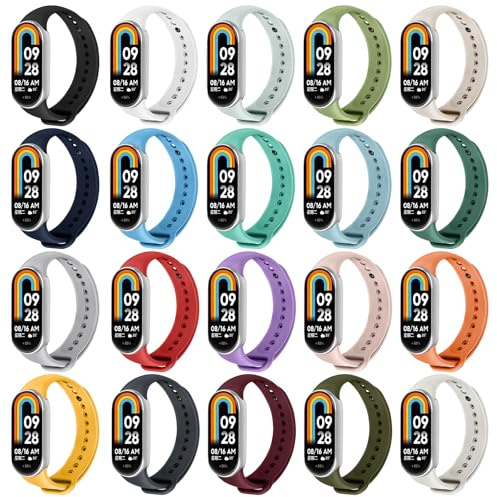 Ainiv 3-20 Pièces Bracelet pour Xiaomi Mi Band 8/9/10 | Bracelets de Remplacement Xiaomi, à Dégagement Rapide, Silicone Réglable Bracelet Montre Connectée pour XiaoMi Mi Band 8/9/10