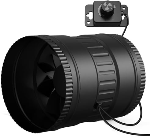 Brogachy 150mm Ventilatore tubolare regolabile,452 m³/h Ventola Aspirazione, ventilatore di scarico con regolatore di aggiornamento, per bagno, giardino d'inverno, serra, cantina,garage,cucina.