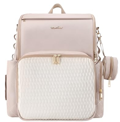 vosmles Stylish Baby Diaper Bag, Baby Bag with Changing Pad, Pacifier Case& Stroller Straps, Large Diaper Backpack Boy Girl, Water Resistant Travel Diaper Backpack for Mom Dad