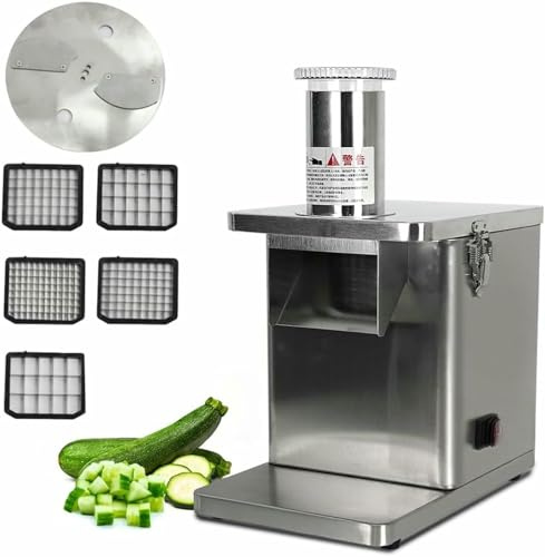 YGHBFRSZ Cortador de Frutas y Verduras Comercial, 250 W, Picador de Alimentos para cebollas, Patatas, Frutas, 5 Cuchillas de Corte y 1 Hoja de rebanar, máquina de Corte eficiente de Verduras