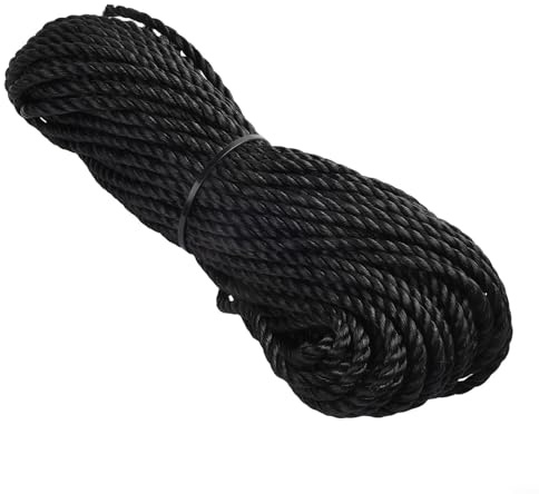 Bobina de cuerda negra de 30 m de largo, 6 mm de diámetro, fuerte y fiable para diversas aplicaciones, incluyendo agrupar y asegurar artículos al aire libre