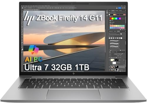 HP ZBook Firefly 14 G11 Mobile Workstation AI Laptop (14 FHD+, Intel Core Ultra 7 165U, 32GB DDR5, 1TB SSD) For Engineer, Designer, 5MP IR Webcam, Fingerprint, Backlit, 2x Thunderbolt 4, Win 11 Pro