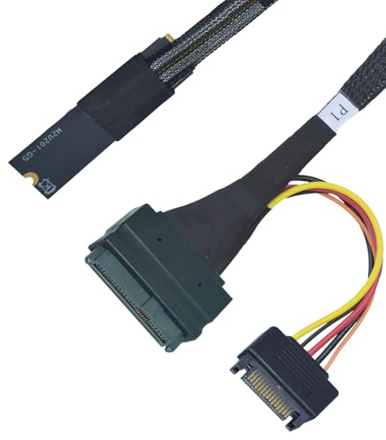 Cosentoll PCIe Gen4 M.2 to U.2 Adapter, M.2 to SFF-8639 U.2 NVMe SSD Kabel mit 15Pin SATA, 50cm