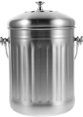 Mobestech Composteur Cuisine 5L en Acier Inoxydable avec Couvercle Hermétique Anti-Odeur Bac à Compost de Comptoir Compact pour Déchets Alimentaires Seau à Compost Intérieur Inodore et